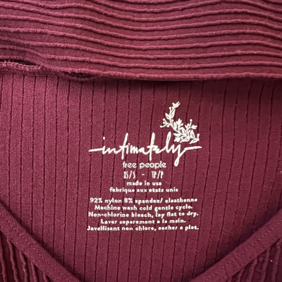 Free People Intimately burgundy long sleeve off the shoulder top - Picture 4 of 5